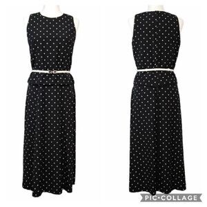 Sheri Martin New York 90s Vintage White Polka-dot Black Dress Suit Size 8P